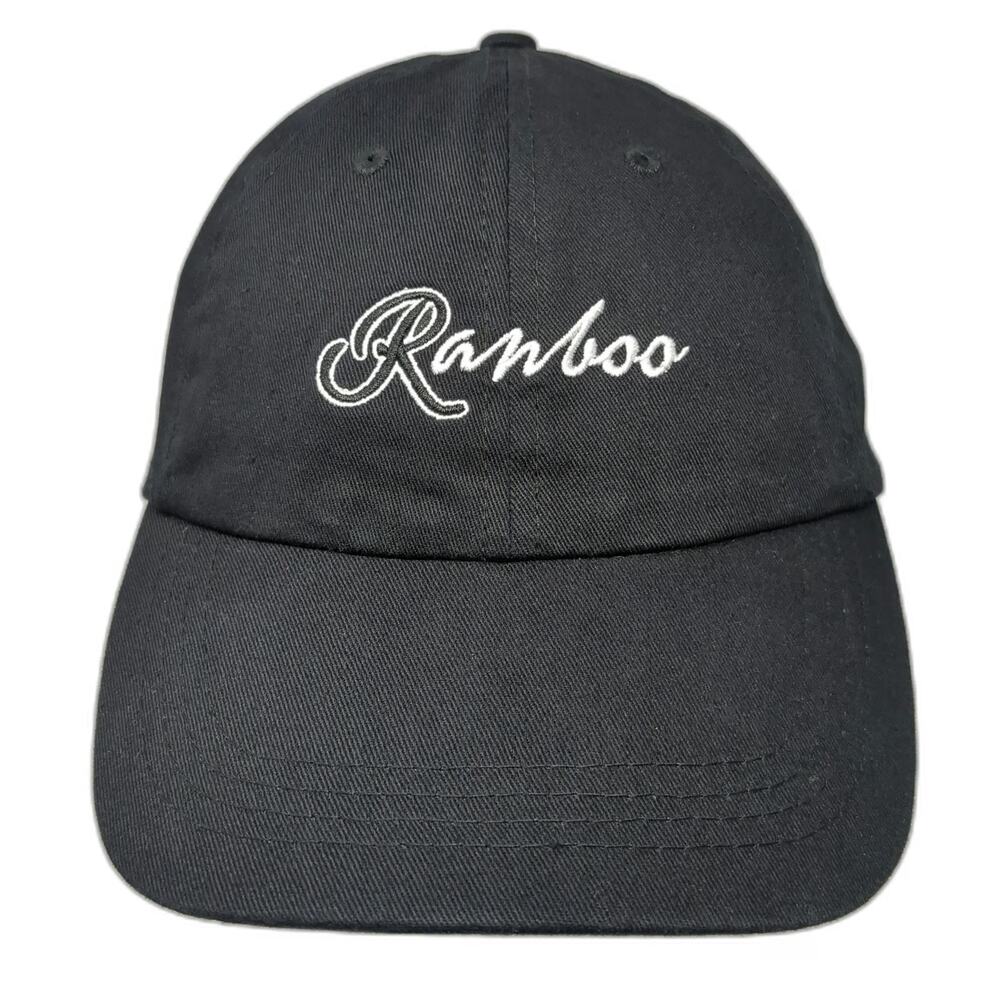 Ranboo Baseball Cap Black One Size White Red Green Embroidered Crown Script Hat